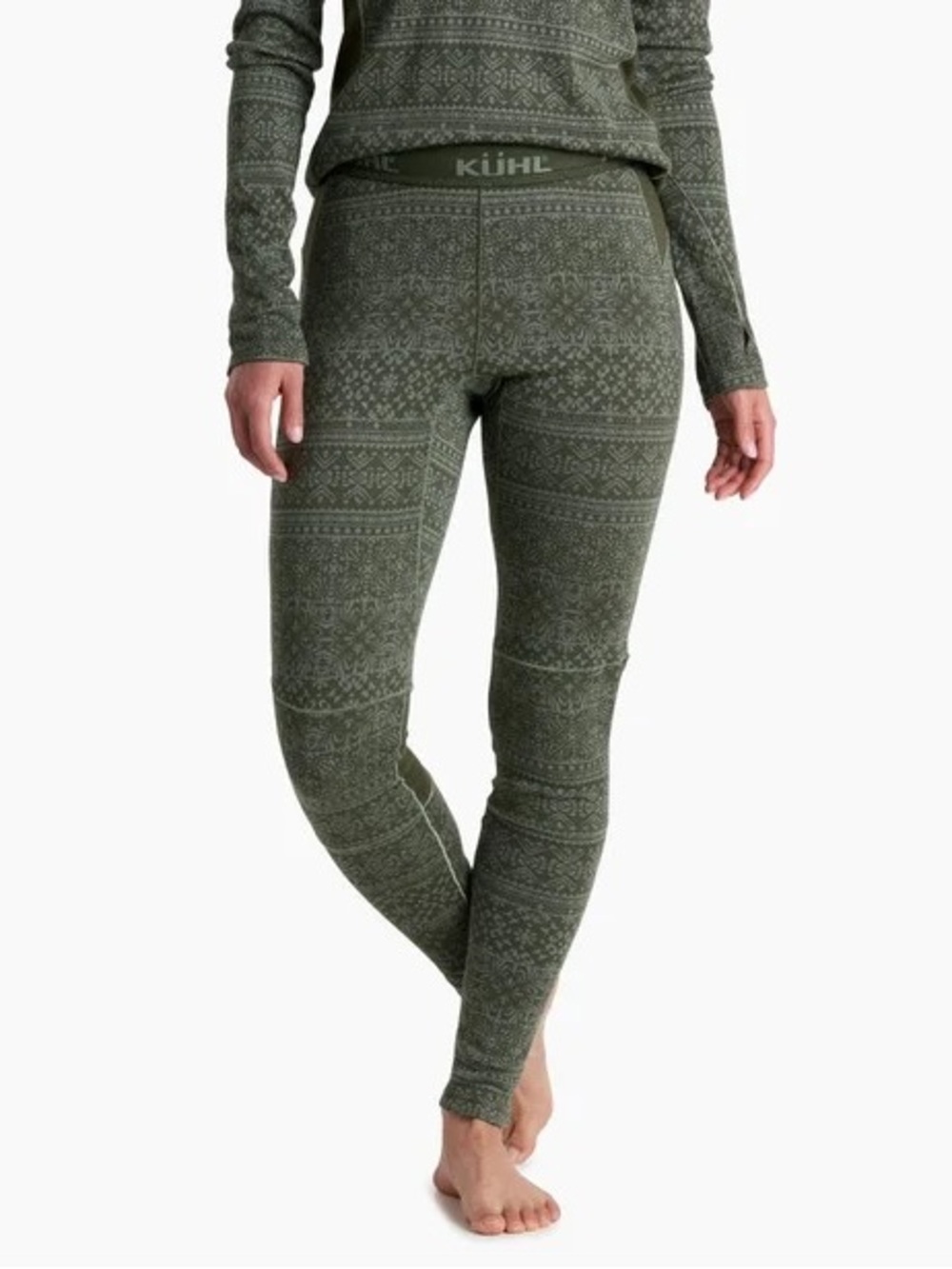 KUHL • NWT Kaskade merino wool blend base layer leggings women’s large green